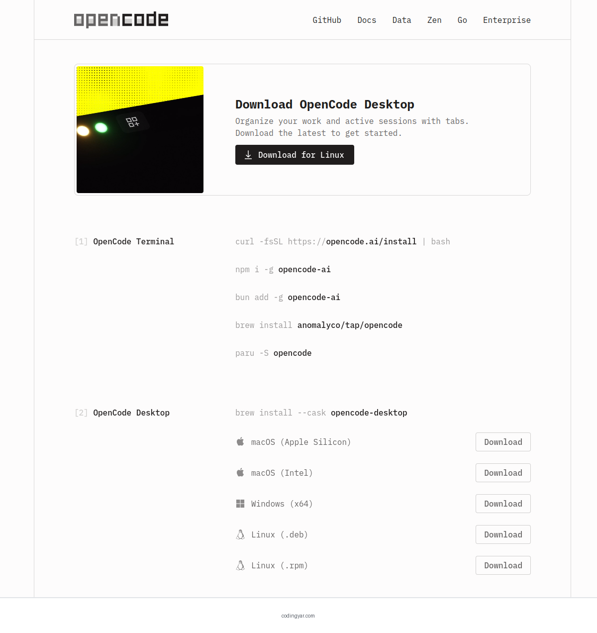 صفحه دانلود OpenCode Desktop — Windows (x64)