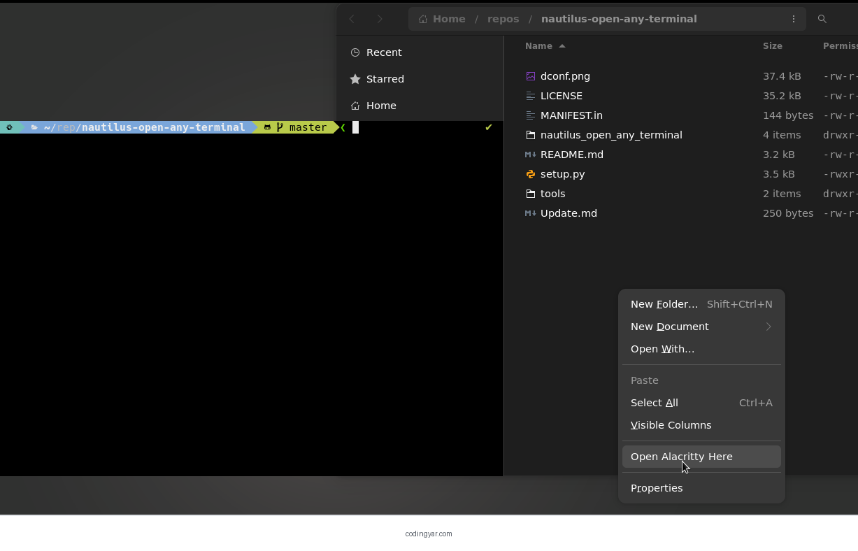 گزینه Open in Terminal در File Manager لینوکس