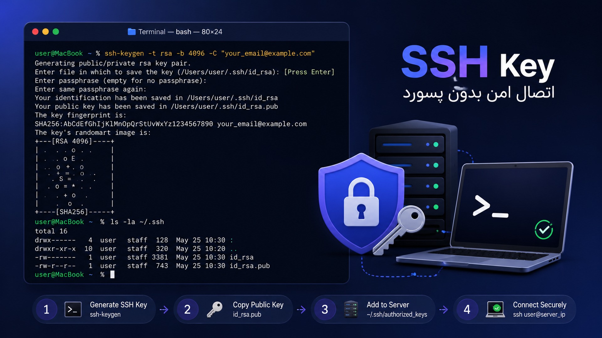 ساخت SSH Key و اضافه کردن کلید SSH به GitHub